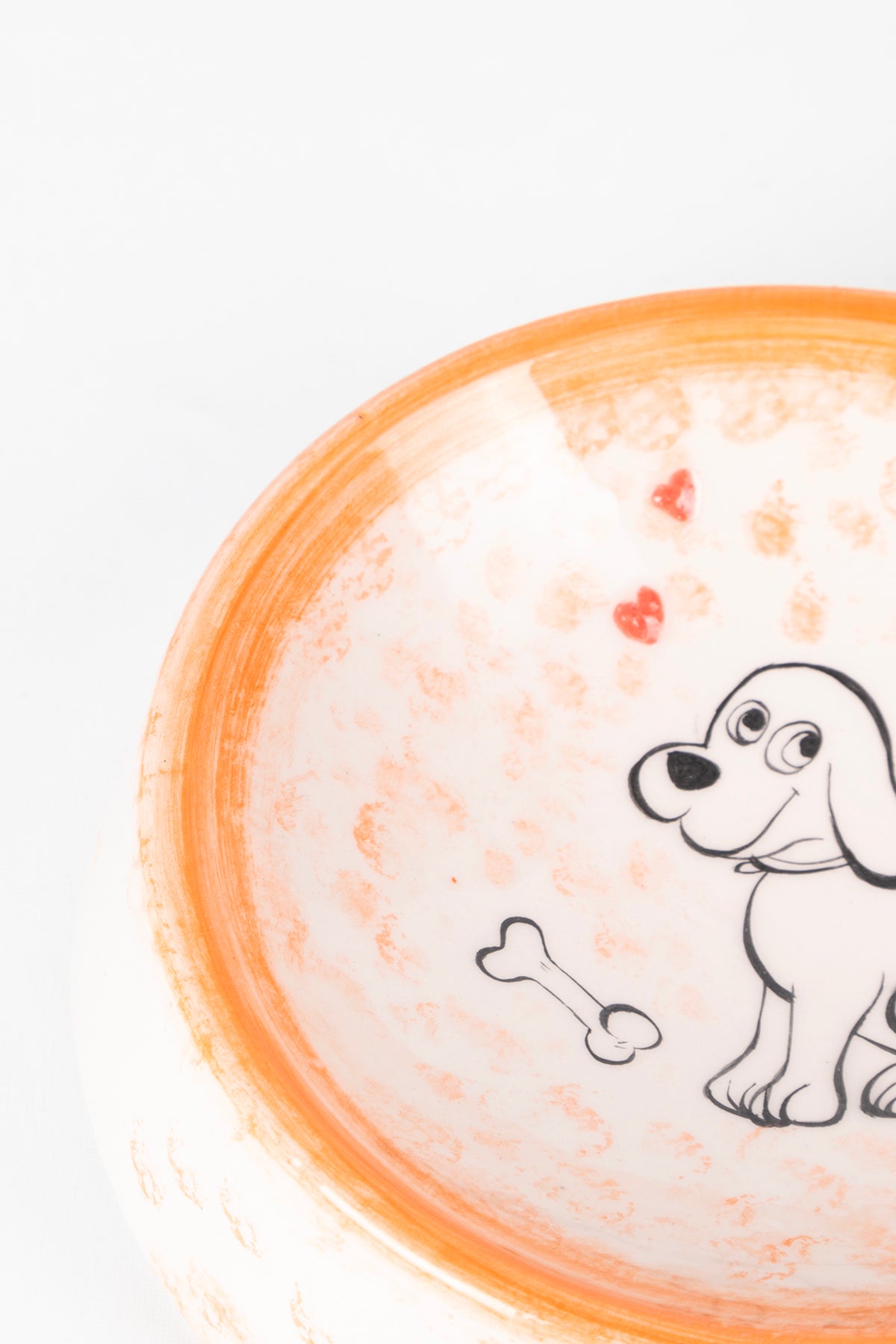 Sevimli Köpek Motifli El Yapımı Seramik Mama Kabı
